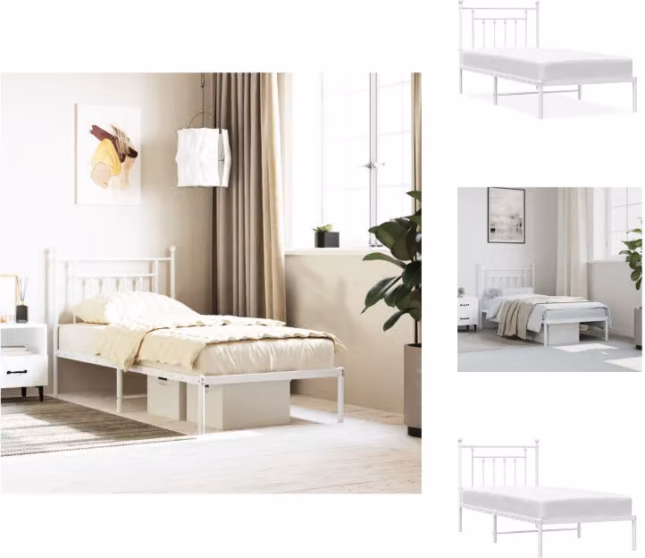 vidaXL Giroletto con testata in metallo bianco 90x190 cm - Letti & reti