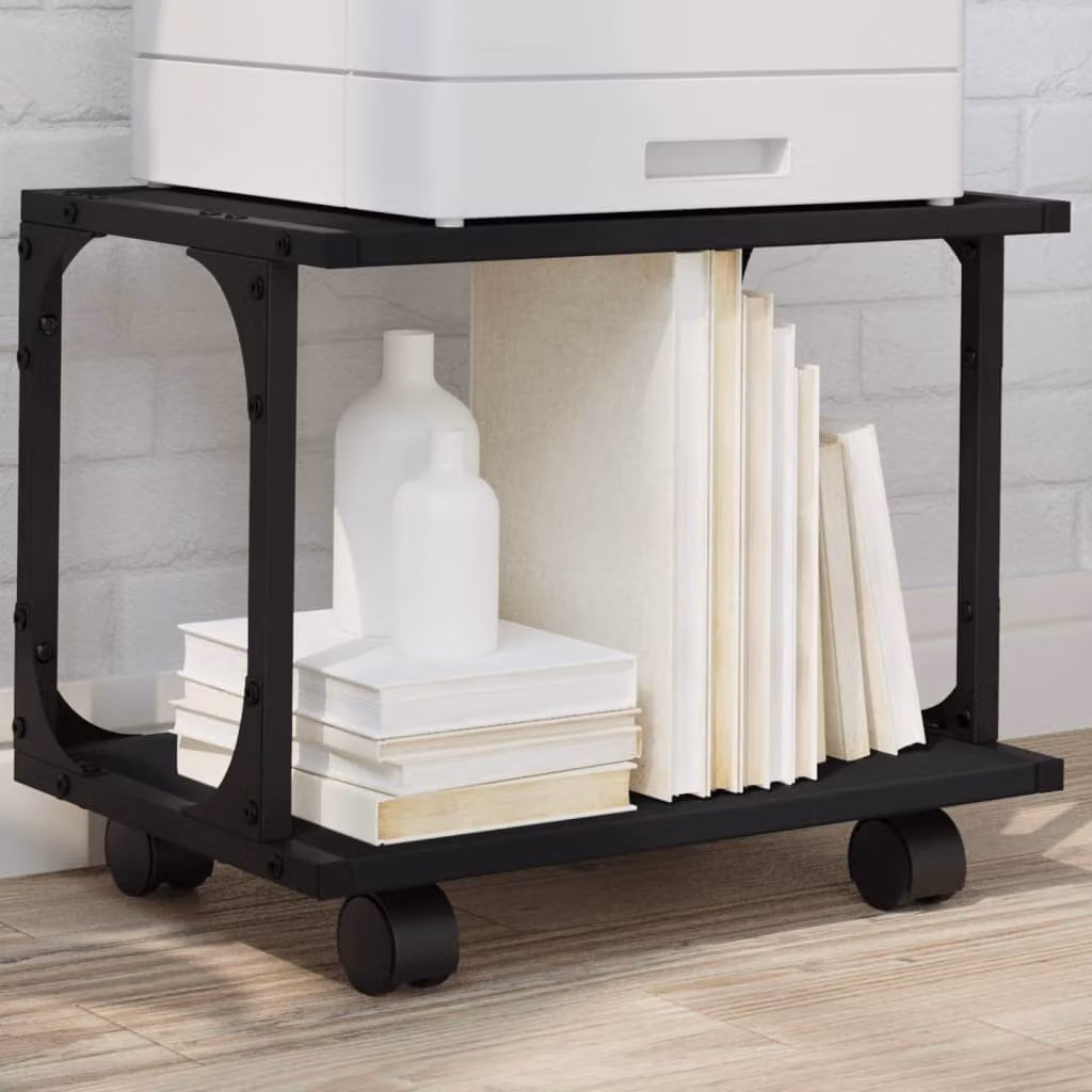 vidaXL Supporto per Stampante a 2 Livelli Nero Moderno L: 41 cm, P: 28 cm, H: 33,5 cm