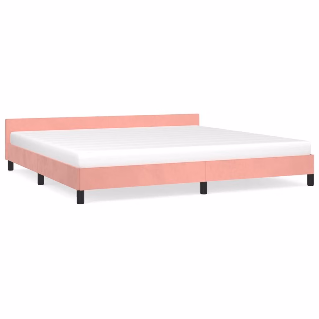 Giroletto con Testiera senza Materasso Rosa 200x200 cm Velluto