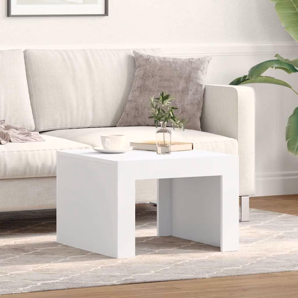 vidaXL Tavolino da Salotto Quadrato Bianco in Legno e MDF L/P/H: 50 x 50 x 35 cm