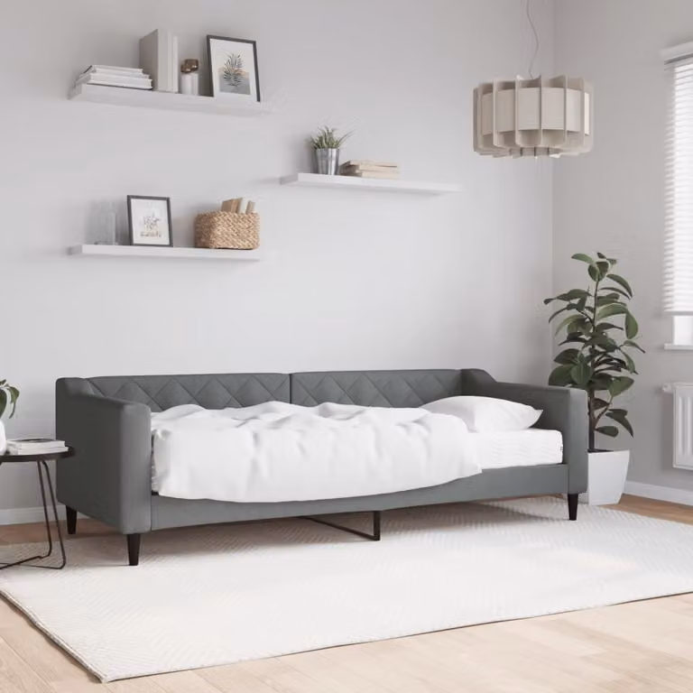 vidaXL Divano Letto Moderno in Tessuto Grigio con Materasso L/P/H: 200 x 80 x 67 cm