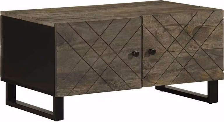 Maison Exclusive - Tavolino da caffè nero, 80x50x40 cm, in legno massello di mango