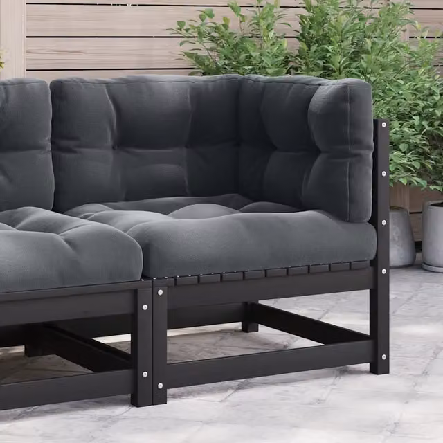 Divano Angolare da Giardino Design Mania in Legno di Pino con Cuscini Antracite – 1