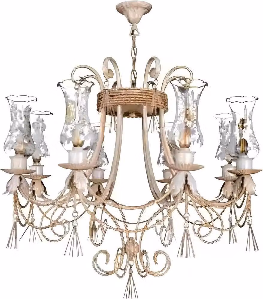 Luxus Deckenleuchter Lüster Kronleuchter Deckenlampe Lampen Glas Beige