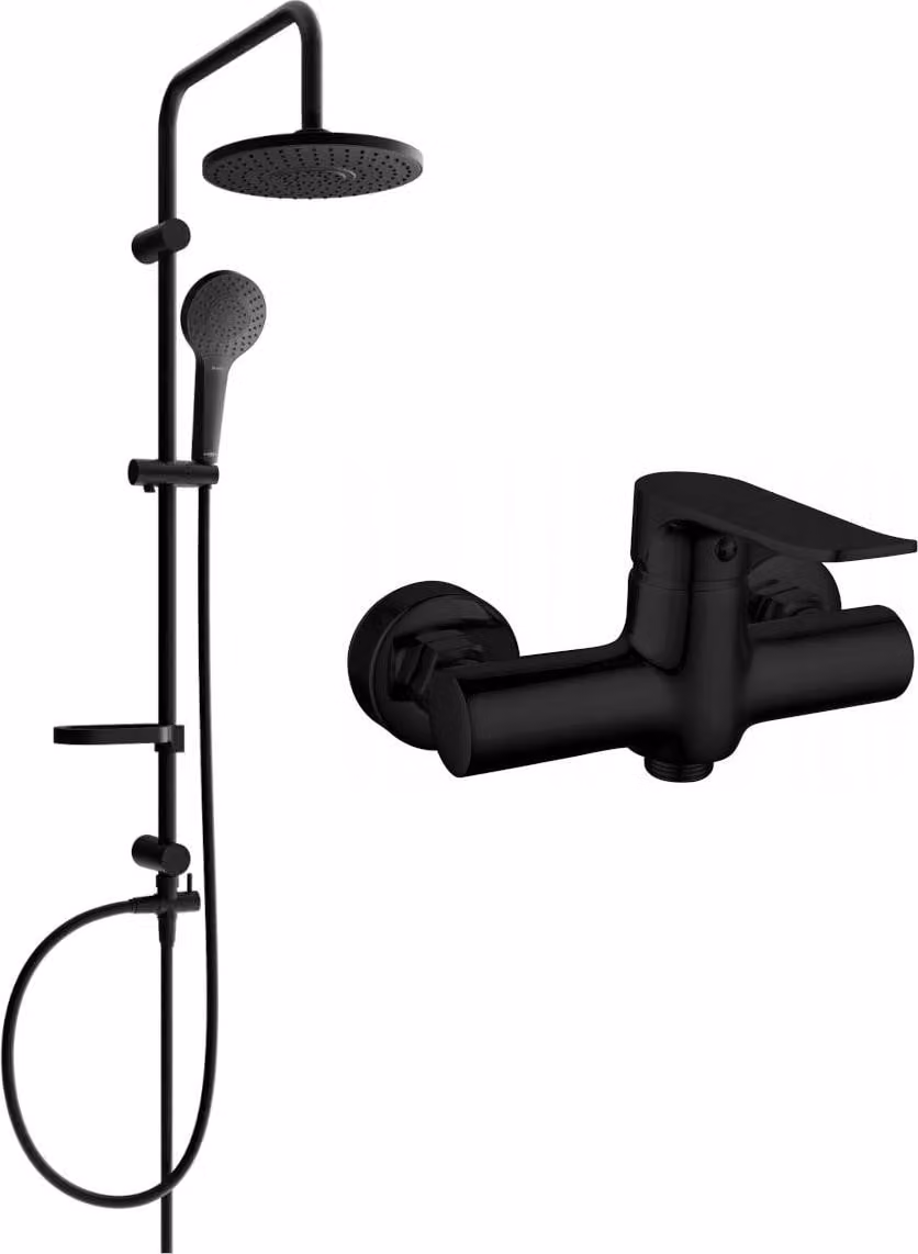Mexen Erik set doccia esterno con soffione e rubinetto doccia Pecos, nero - 72740205-70