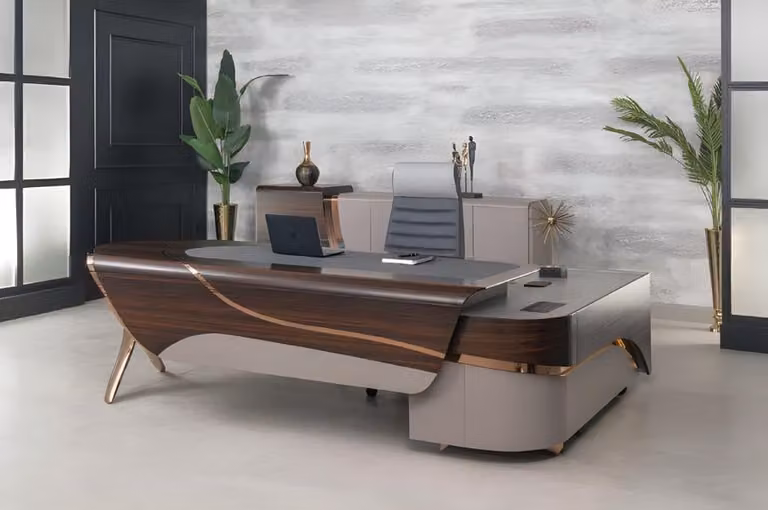Büro Modern Möbel Schreibtisch Luxus Einrichtung Holztisch Cheftisch 240 cm