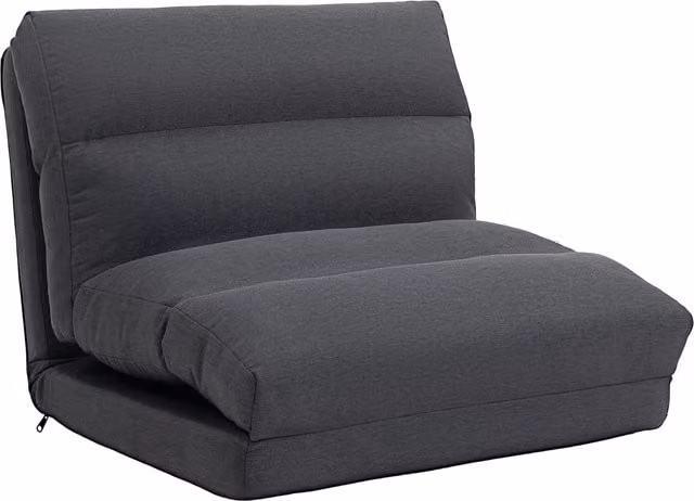 Pouf pieghevole HOMCOM con funzione letto e schienale reclinabile, Grigio scuro, L: 70 cm, P: 72 cm, H: 56 cm