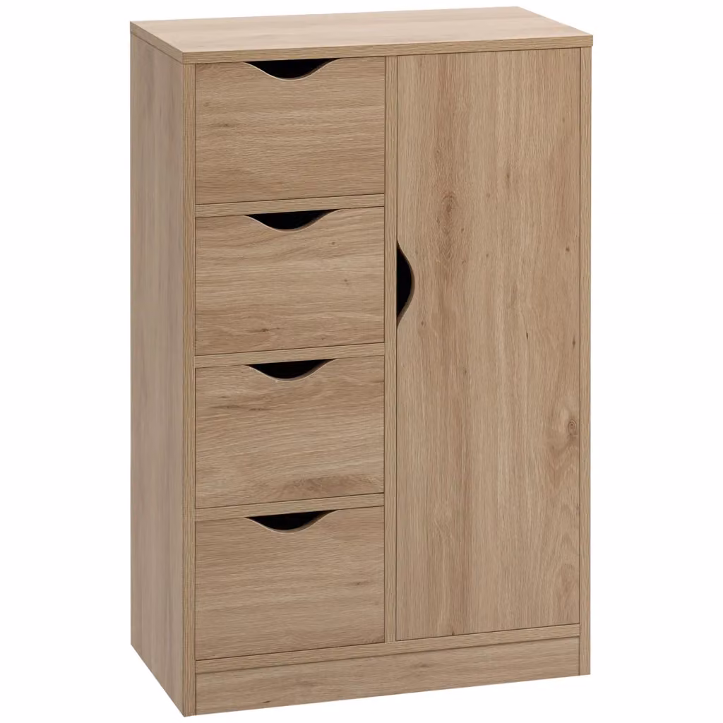 Mobile Bagno Minimal con Cassetti e Armadietto in Truciolato Bianco L/P/H: 54 x 29 x 83 cm – 2