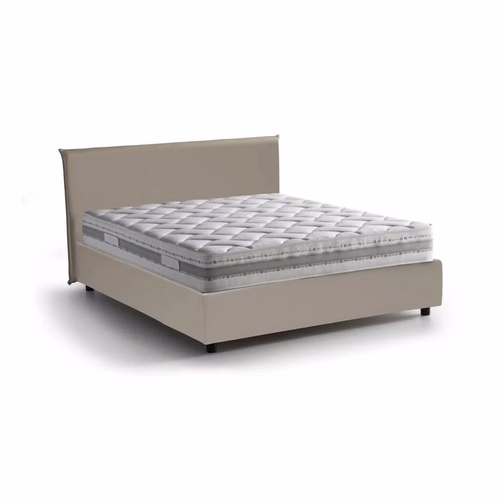 Letto Matrimoniale Hackmanite TALAMO ITALIA con Materasso Incluso, Base a Sollevamento, Grigio o Beige, 160x200 cm – 2