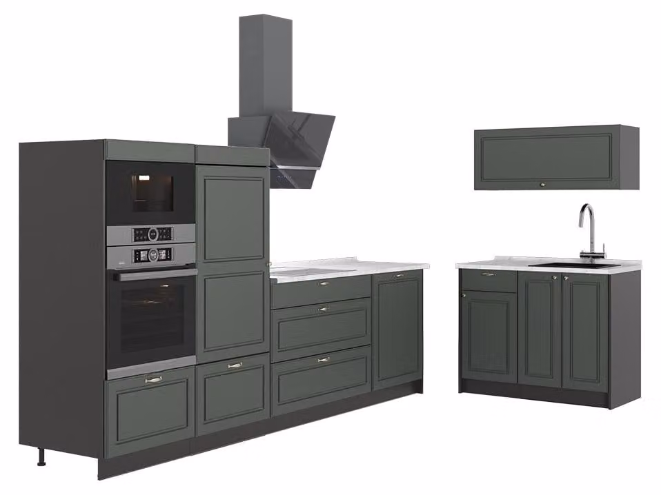 Cucina Vicco Fame-Line Verde-oro rustico/Antracite 380 cm, PL Marmo, Model 64066