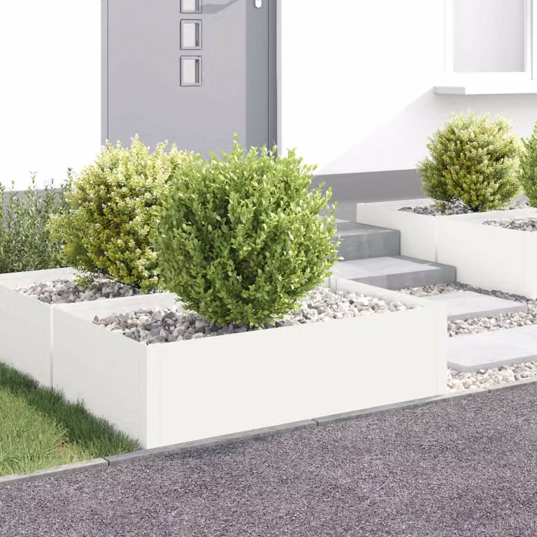 Set di 4 bordure per prato vidaXL in acciaio bianco, L: 100 cm, P: 60 cm, H: 35 cm