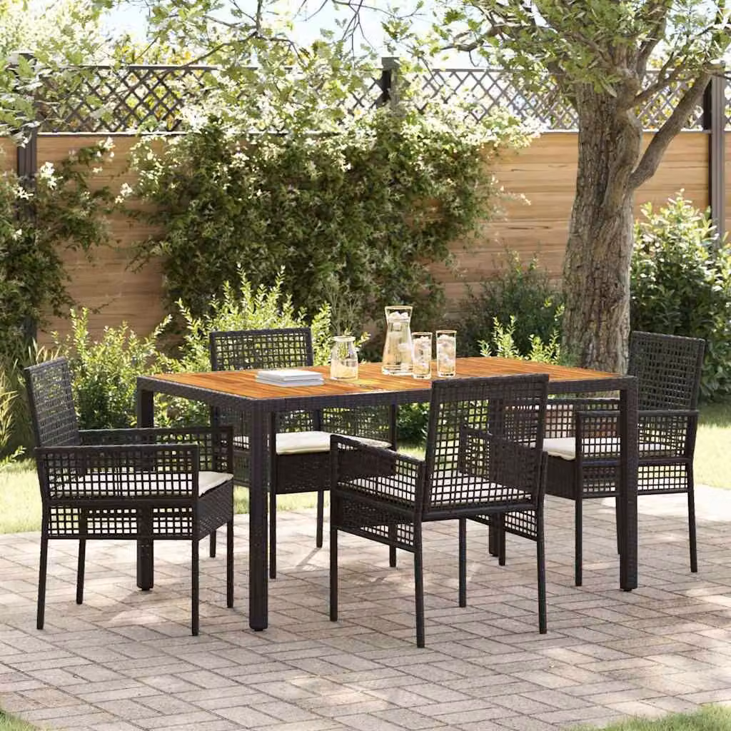 Maison Exclusive - Set da Pranzo per Giardino 5 pcs Nero polyrattan