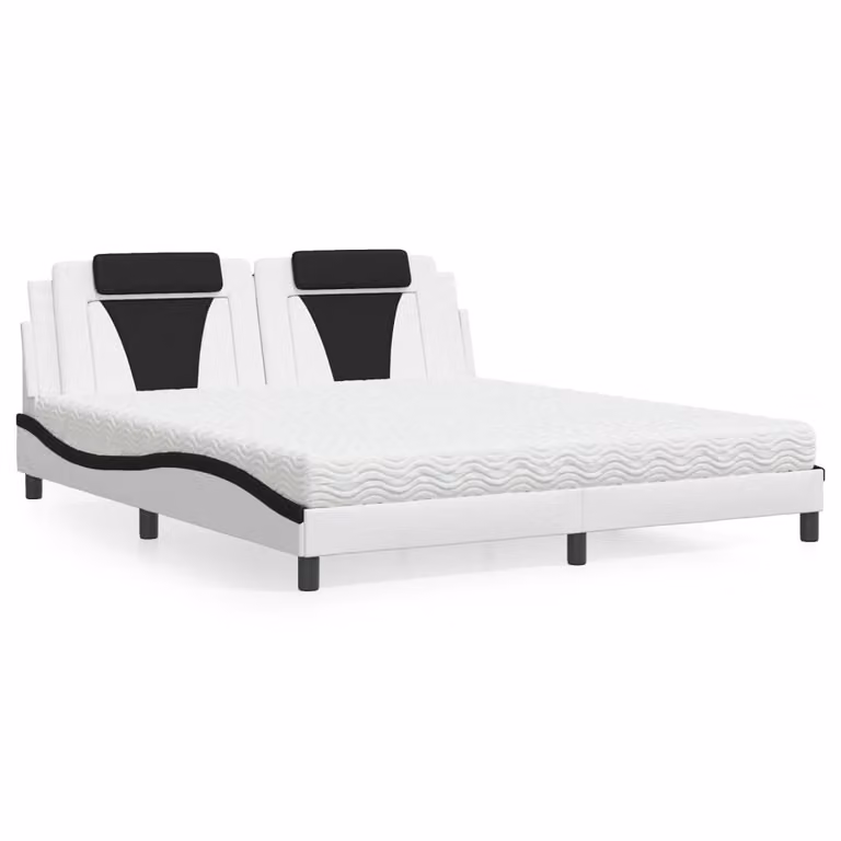 Letto Viana vidaXL con Materasso in Similpelle Bianco e Nero L/P/H: 180 x 200 x 185 cm