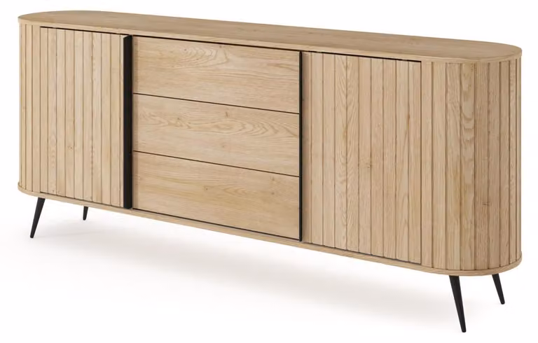 Comodino FURNLUX Lovi, beige e nero. Dimensioni: 196 x 82 x 41 cm. Colore principale: beige