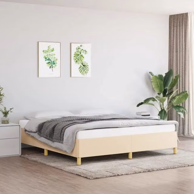 Struttura Letto a Rete a Molle Crema 160x200 cm in Tessuto 3120974