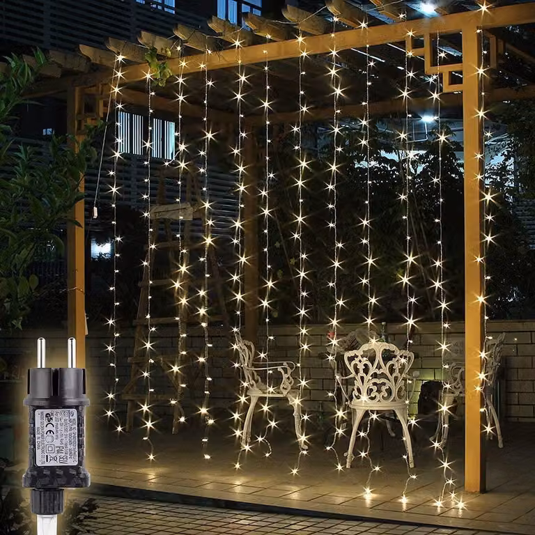 Tenda luminosa a LED, 3x3 metri, grado di protezione IP44, catena luminosa a forma di tenda, ideale per decorazioni natalizie