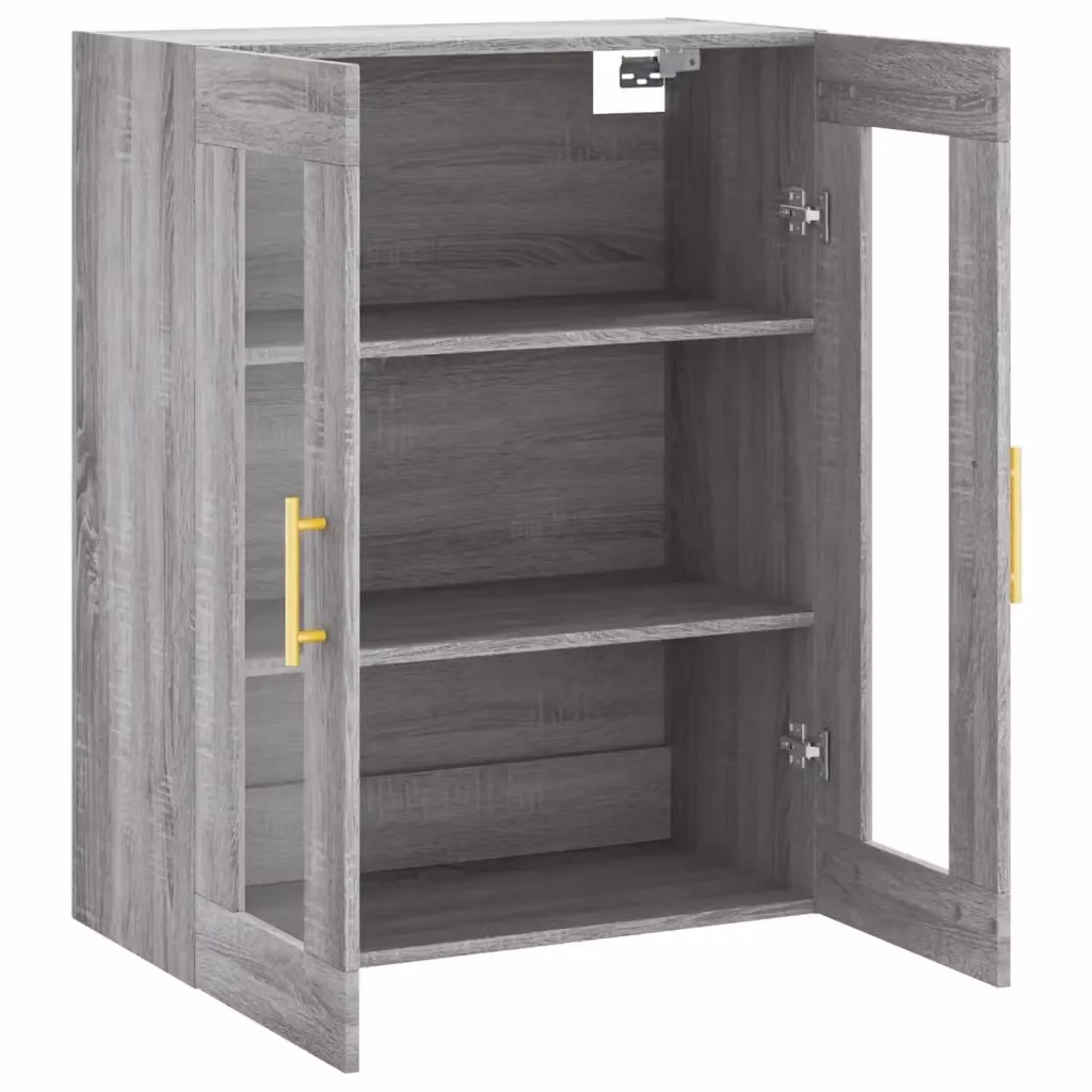 Mobiletto a muro moderno HELLOSHOP26 in legno composito e vetro grigio L: 69,5 cm, P: 34 cm, H: 90 cm – 2