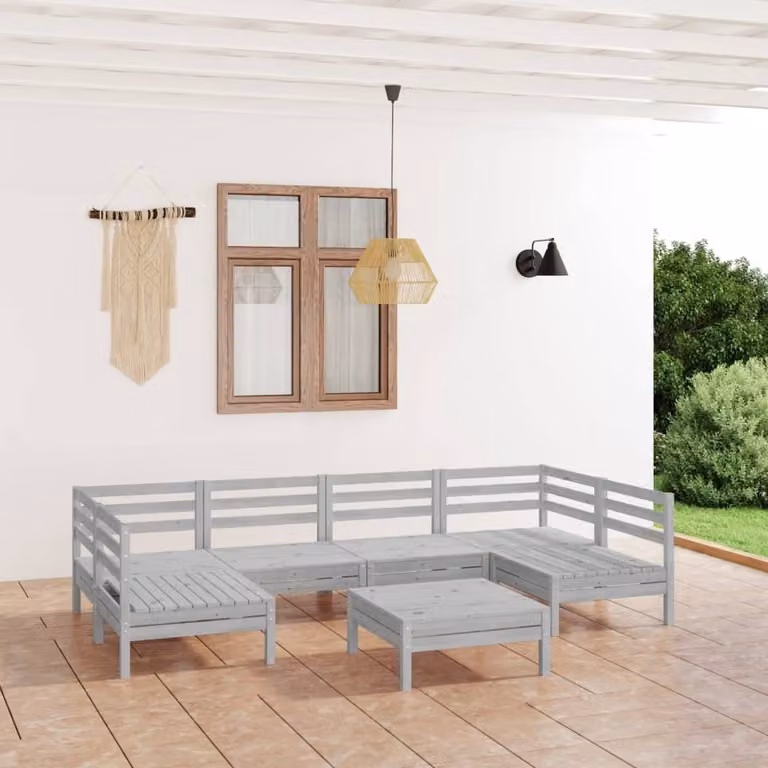 Maison Exclusive - Set Salotto da Giardino 7 pz in Legno Massello di Pino Bianco