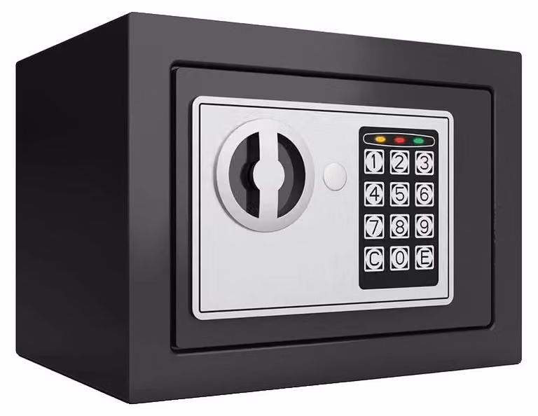 Cassaforte elettronica, struttura in acciaio, accesso di emergenza, colore nero