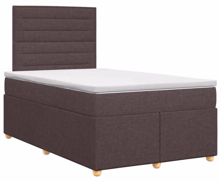 Letto a molle con materasso marrone scuro 120 x 200 cm in tessuto