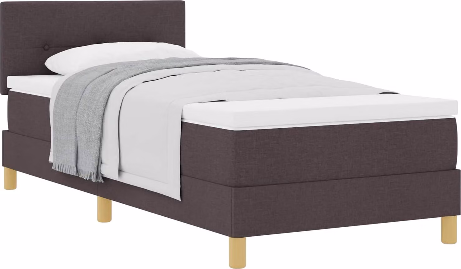 Letto a molle con cuscino Marrone Scuro 90 x 200 cm Tessuto