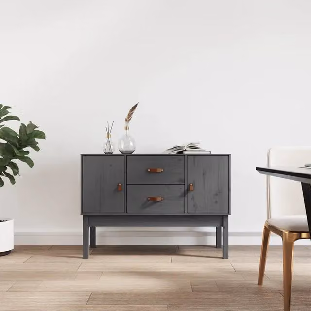 Credenza classica vidaXL in legno massello di pino grigio L/P/H: 110 x 40 x 78 cm