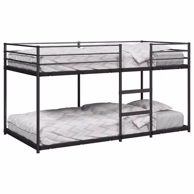 Letto a Castello senza Materasso-Struttura Letto a Castello Nero 90x200 cm in Acciaio 700966