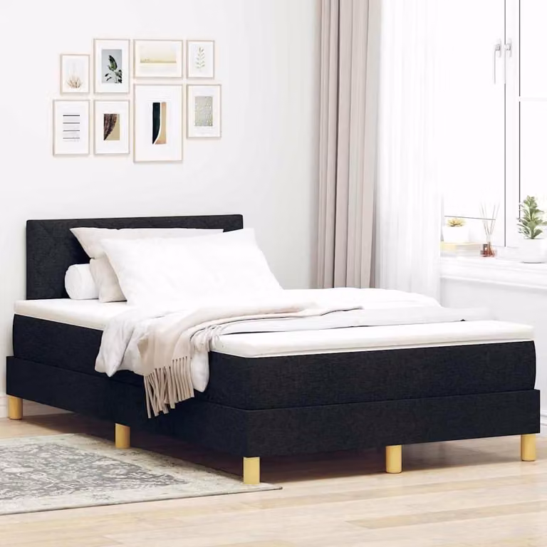 Maison Exclusive - Letto boxspring con cuscini, nero, 120 x 200 cm, tessuto
