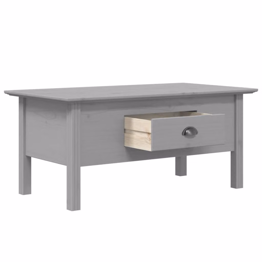 Tavolino da Salotto BODO 100x55x46cm Legno Massello Pino Grigio