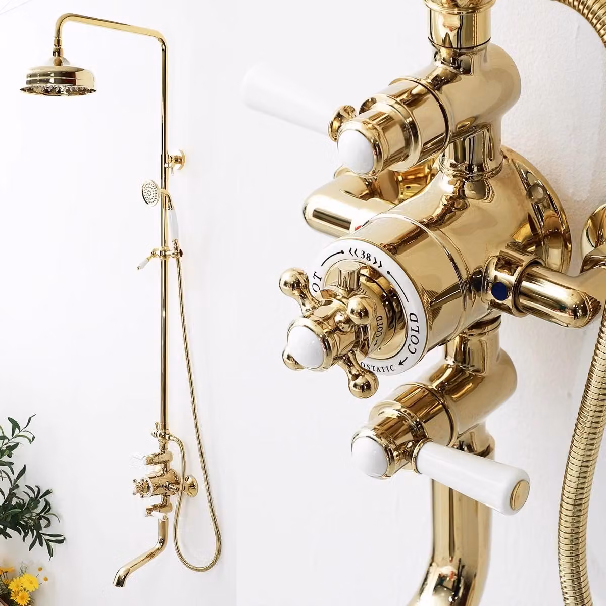bRADFORD oro retro vintage PREMIUM Miscelatore termostatico per doccia Lauferi