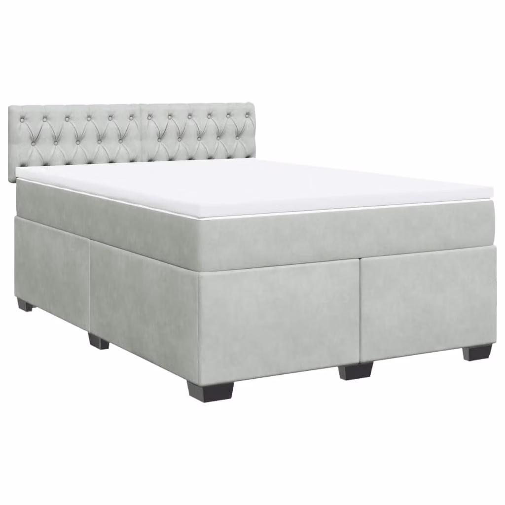 Giroletto a Molle con Materasso Grigio Chiaro 160x200cm Velluto