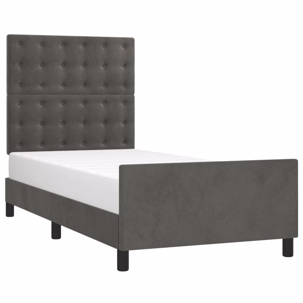 Giroletto senza Materasso Grigio Scuro 90x200 cm Velluto