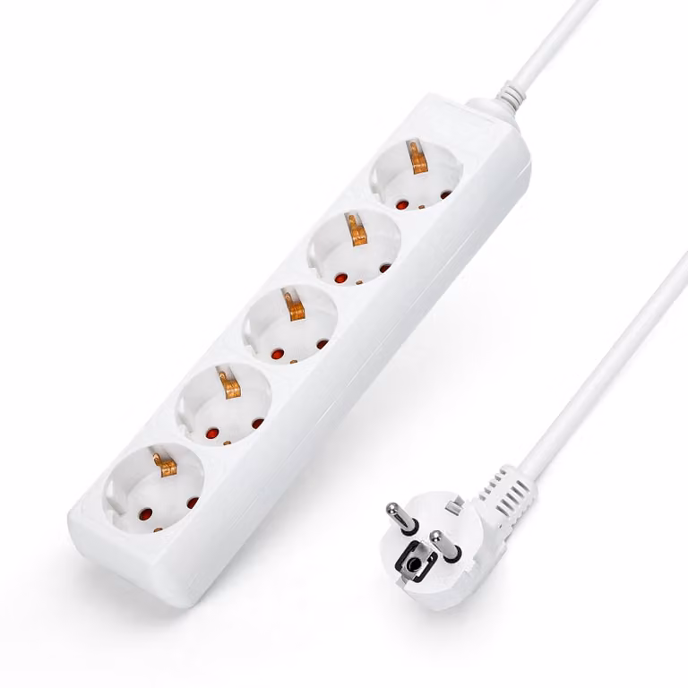 Aigostar, ciabatta multipresa da tavolo con 5 prese, protezione bambini, cavo da 3 metri, colore bianco