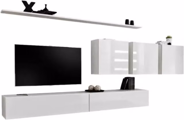 Composizione murale SWITCH VII mobile TV sospeso bianco lucido design
