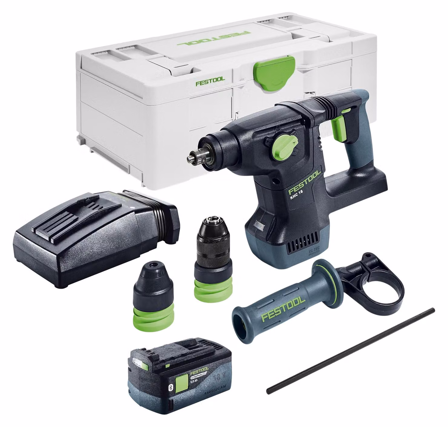 Martello combinato a batteria Festool KHC 18 EB-Basic 18 V 2,6 J SDS-Plus Brushless + 1x batteria ricaricabile 5,0 Ah + caricatore + systainer