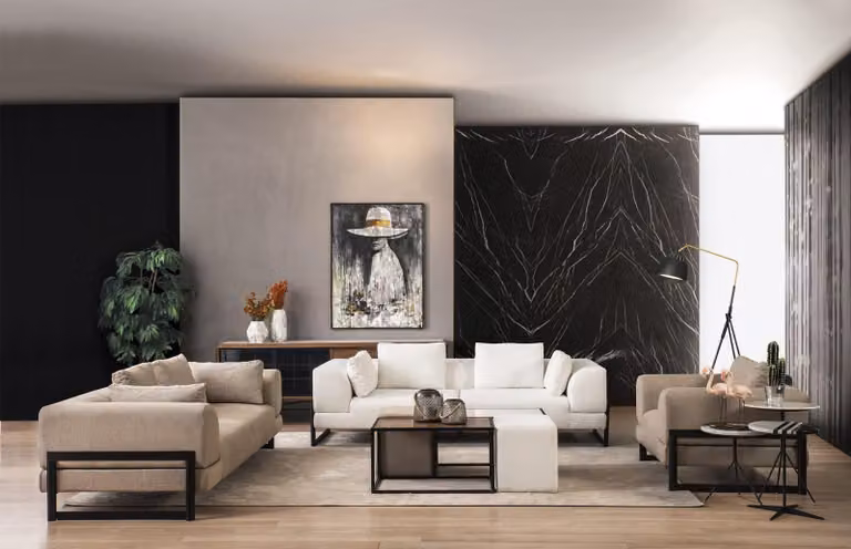 Sofagarnitur Komplette Polstersofa Couchgarnitur Grau Stoff Stoffsofa