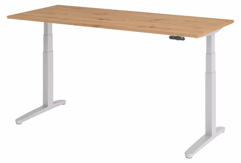 Scrivania elettrica bümö XBHM - Struttura: argento, decorazione: rovere nodoso, dimensioni: 180 x 80 cm
