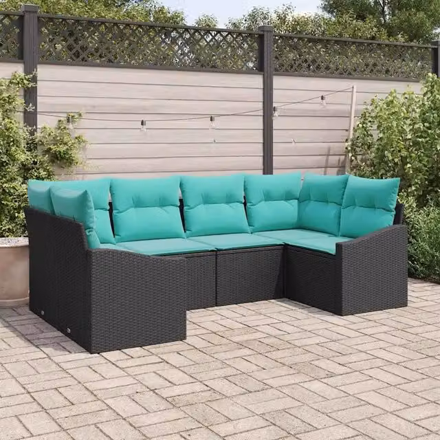 Set di divani 6 pz Nero polyrattan 3346866