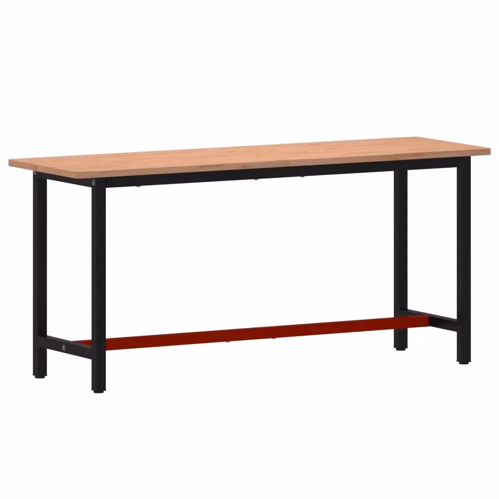 Banco da Lavoro vidaXL in Legno di Faggio e Metallo, L 180 x P 55 x H 81,5 cm – 2