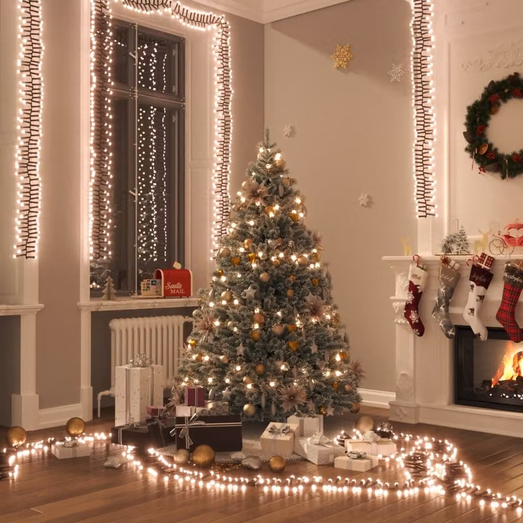 The Living Store Fata LED con 400 LED bianco caldo 7,4 m PVC