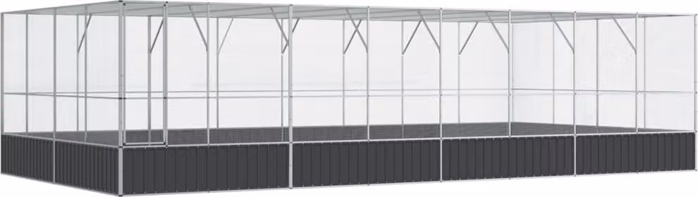 Voliera con Estensione Argento 832x414x212 cm in Acciaio