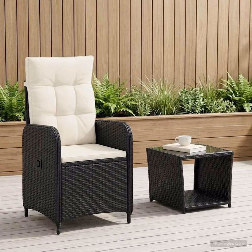 Maison Exclusive - Set da salotto per giardino, composto da 2 pezzi, colore nero e crema