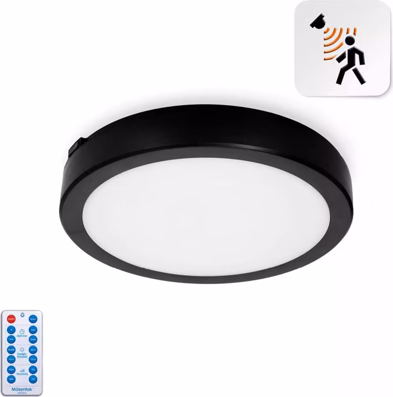 Plafoniera LED NAIROS con sensore, modello G2, 18W, colore nero