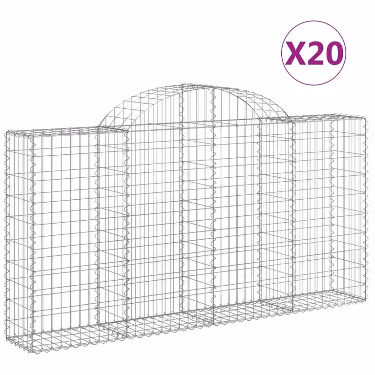 Cesti Gabbioni ad Arco 20 pz 200x30x100/120 cm Ferro Zincato