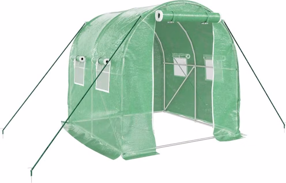 Serra con Telaio in Acciaio Verde 4 m² 2x2x2 m