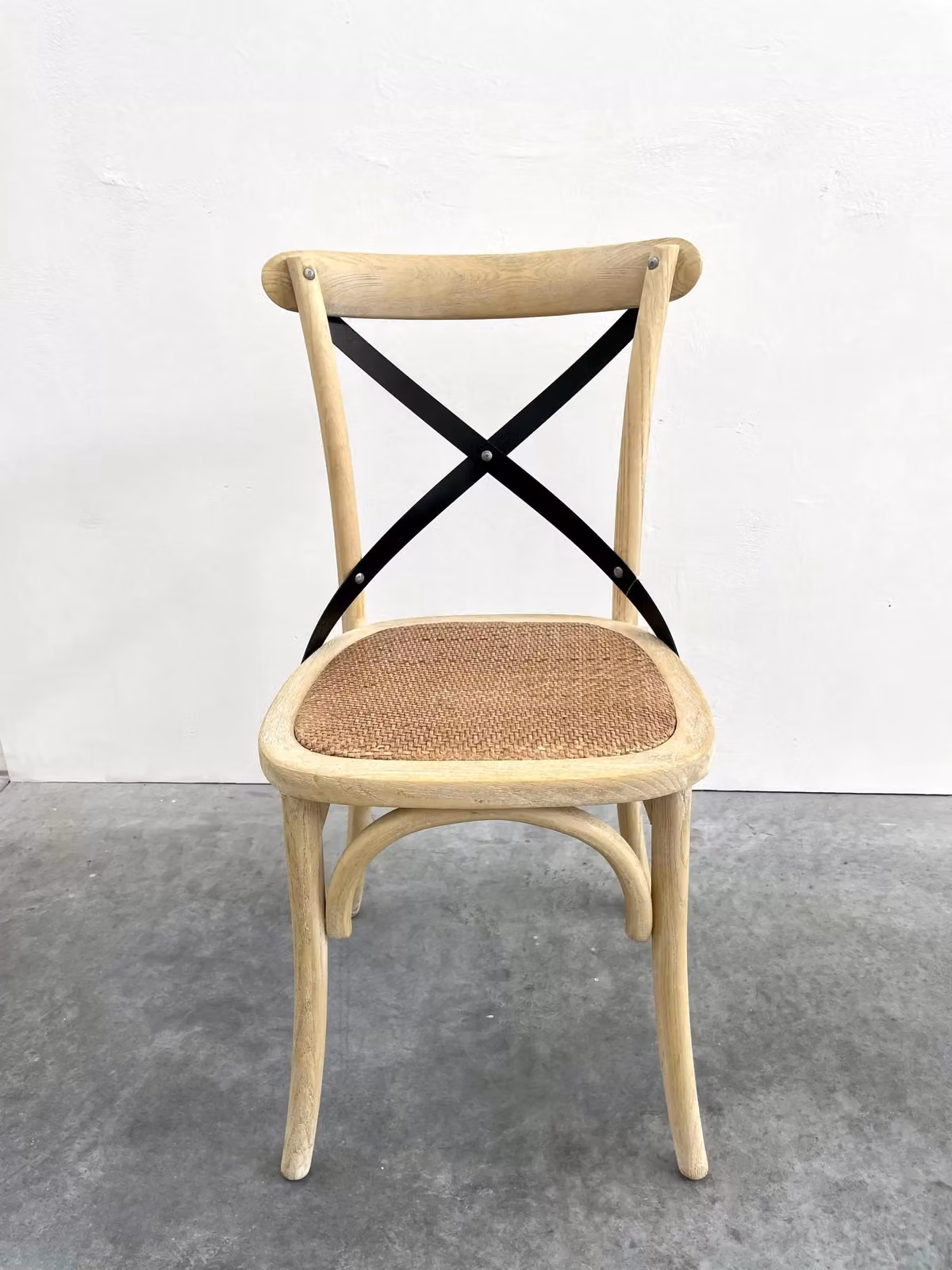 Set di 2 sedie Cross Mobili 2G in stile rustico con schienale in ferro e seduta in rattan color naturale – 2