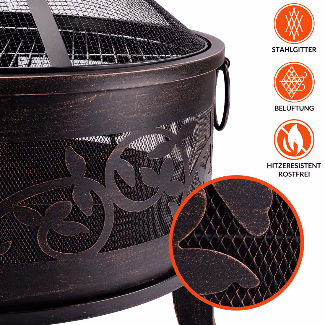 Braciere da esterno Gardebruk con cestello per legna in acciaio, disponibile in nero o bronzo, Ø 66 cm – 3