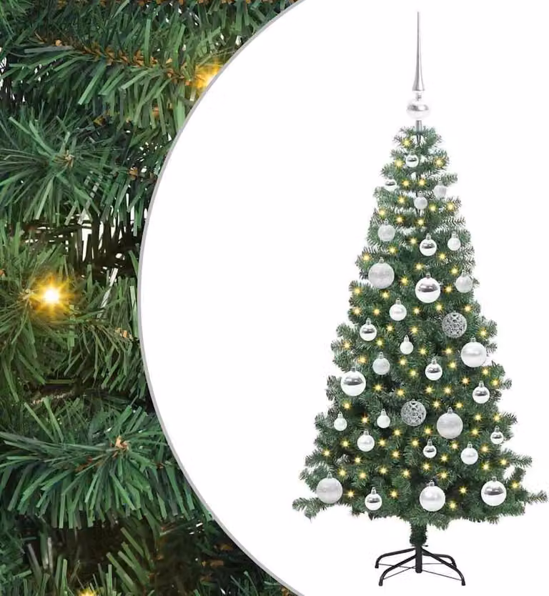 Albero di Natale con 150 LED con supporto Verde 120 cm PVC
