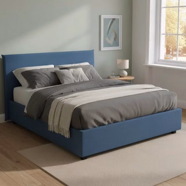 Letto Matrimoniale Ariadni Talamo Italia con Materasso Incluso, Base Contenitore Lift Up, Blu, L/P/H: 160 x 200 x 175 cm