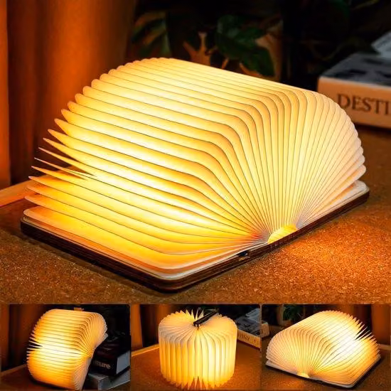 Lampada pieghevole con porta USB-C - 1200 mAh - 12 cm - Lucina da comodino - Ideale come regalo o come decorazione per la casa - Luce bianca calda